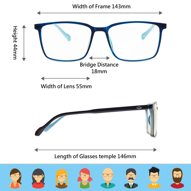 WTI Blue Light Blocking Glasses for TV Phone Computer Gaming Screen Men and Women, TR90 Frame, Anti Eyestrain UV, 2 Pack - Image 4